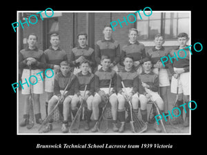 OLD LARGE HISTORIC PHOTO OF BRUNSWICK SCHOOL LACROSSE TEAM, VICTORIA 1939