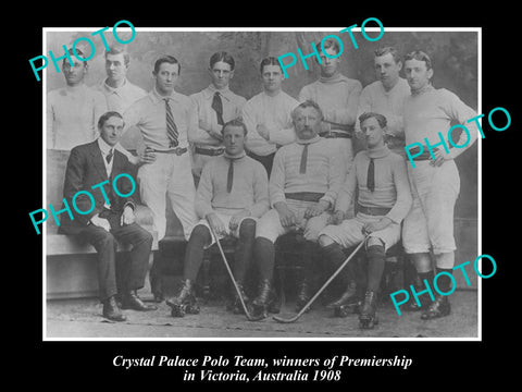 OLD LARGE HISTORIC PHOTO OF CRYSTAL PALACE POLO TEAM, VICTORIAN PREMIERSHIP 1908