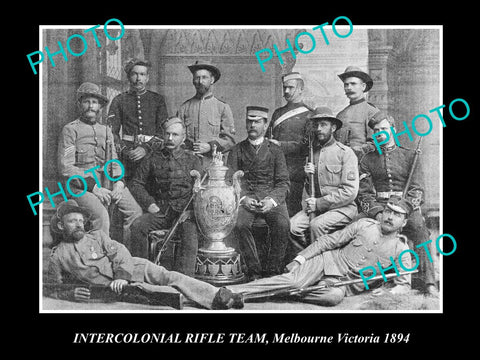 OLD LARGE HISTORIC PHOTO OF INTERCOLONIAL RIFLE TEAM, MELBOURNE VICTORIA 1894