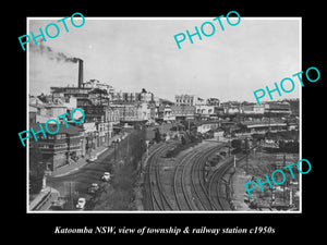 OLD LARGE HISTORIC PHOTO OF KATOOMBA NSW, TOWNSHIP & RAILWAY STATION c1950s