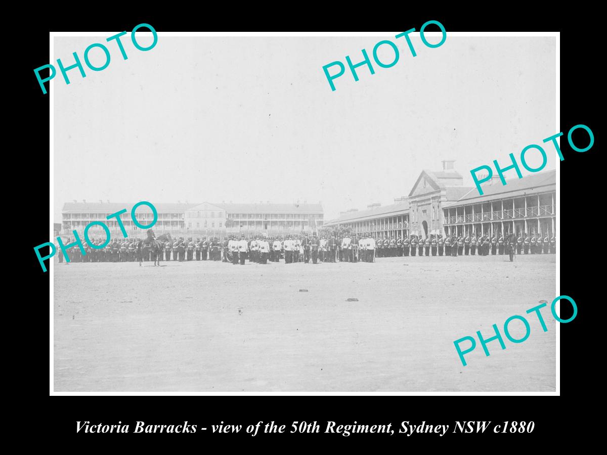 OLD LARGE HISTORIC PHOTO OF VICTORIA BARRACKS, 50th REGIMENT, SYDNEY NSW, c1880