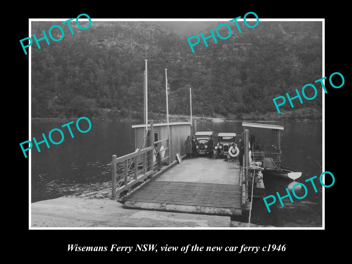 OLD LARGE HISTORIC PHOTO OF WISEMANS FERRY NSW, VIEW OF NEW CAR FERRY 1946