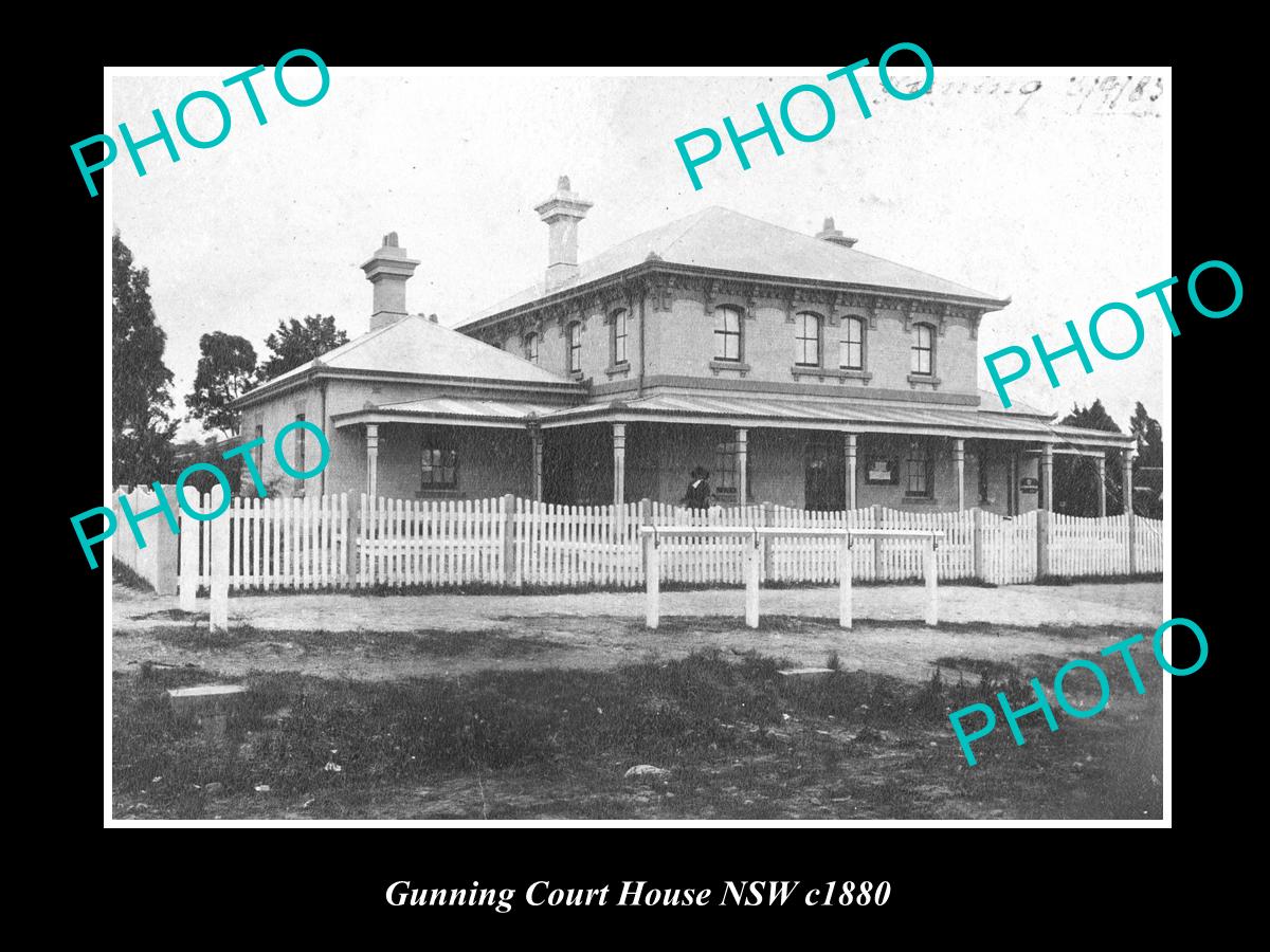 OLD LARGE HISTORIC PHOTO OF GUNNING NSW, VIEW OF THE OLD COURT HOUSE c1880