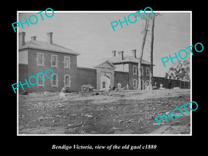 OLD LARGE HISTORIC PHOTO OF BENDIGO VICTORIA, VIEW OF THE OLD GAOL c1880