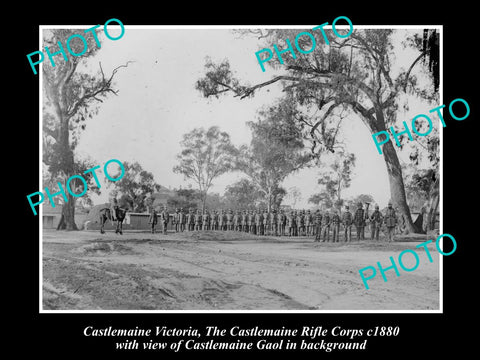 OLD LARGE HISTORIC PHOTO OF CASTLEMAINE VICTORIA, CASTLEMAINE RIFLE CORPS c1880