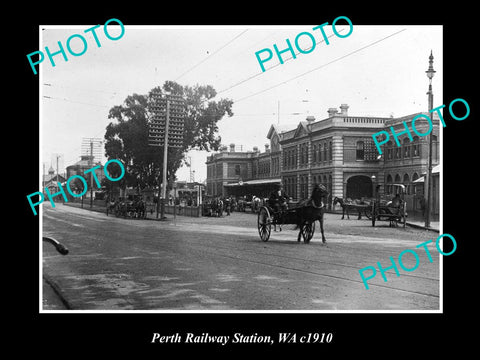 OLD LARGE HISTORIC PHOTO OF THE PERTH RAILWAY STATION WESTERN AUSTRALIA c1910