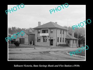 OLD LARGE HISTORIC PHOTO OF YALLOURN BANK & FIRE STATION, 1930s VICTORIA