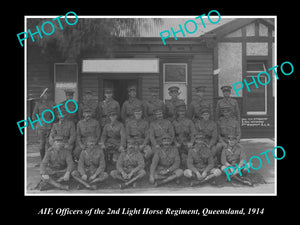 OLD HISTORIC PHOTO OF AIF, OFFICERS OF THE 2nd LIGHT HORSE REGIMENT, c1914 QLD