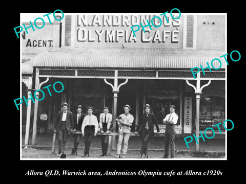 OLD LARGE HISTORIC PHOTO OF ALLORA QLD, VIEW OF OLYMPIA CAFE 1920s WARWICK AREA