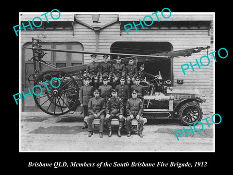 OLD LARGE HISTORIC PHOTO OF THE SOUTH BRISBANE FIRE BRIGADE, c1912 QUEENSLAND