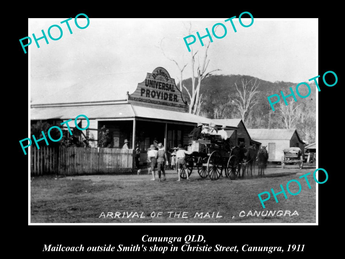 OLD LARGE HISTORIC PHOTO OF CANUNGRA QLD, VIEW OF SMITHS GENERAL STORE c1911