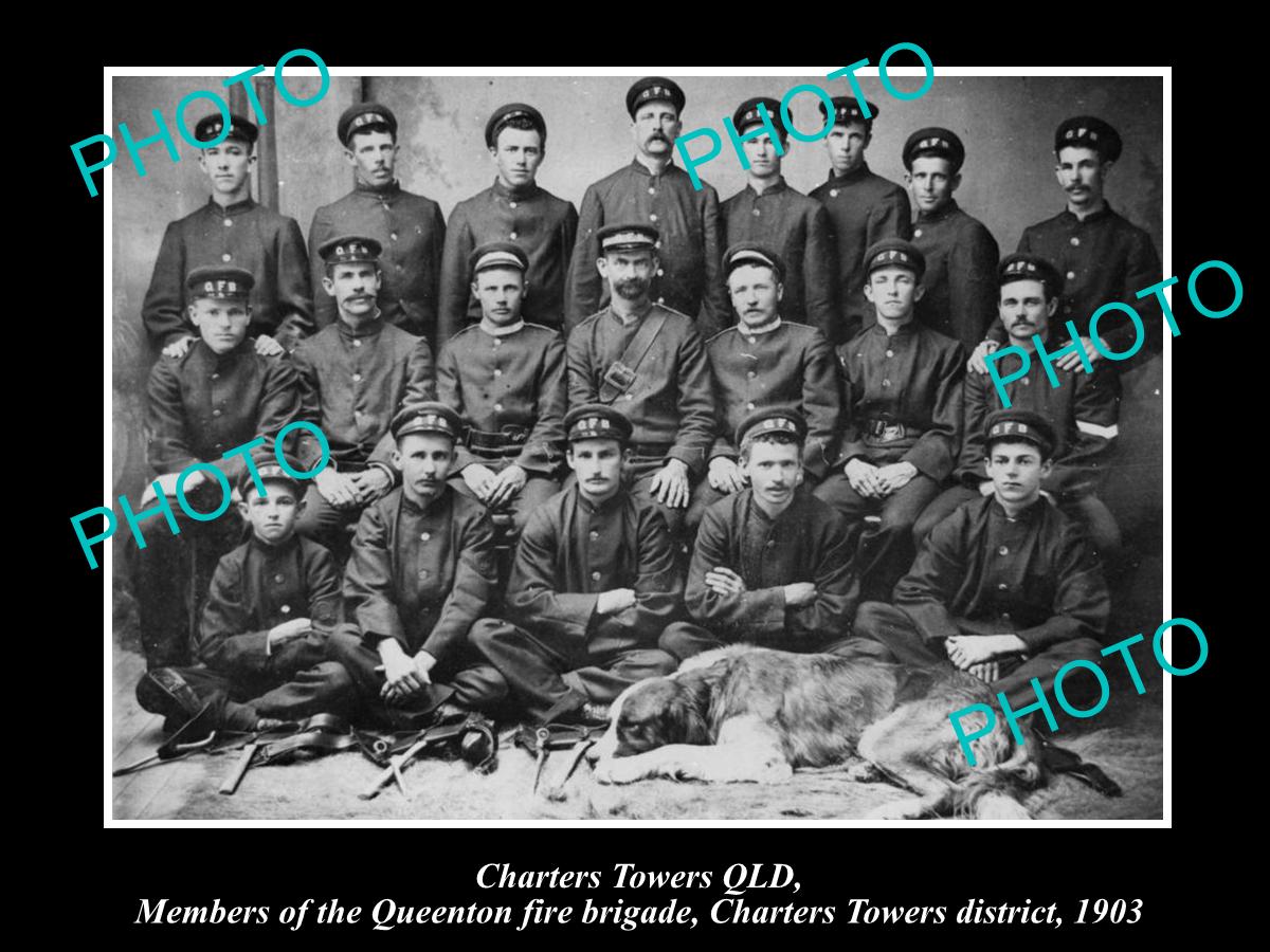 OLD LARGE HISTORIC PHOTO OF CHARTERS TOWERS QLD, THE QUEENTON FIRE BRIGADE 1903