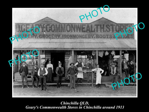 OLD LARGE HISTORIC PHOTO OF CHINCHILLA QLD, GEARY's COMMONWEALTH STORE c1913