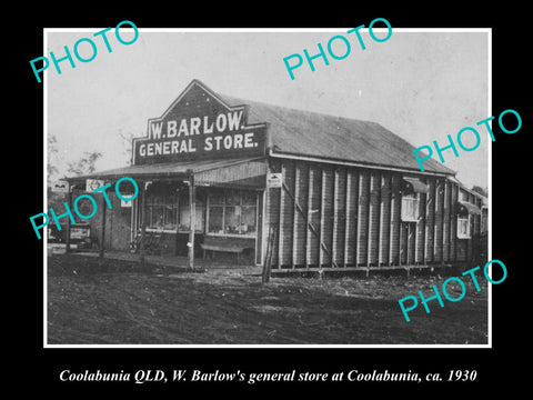 OLD LARGE HISTORIC PHOTO OF COOLABUNIA QLD, BARLOWS GENERAL STORE c1930