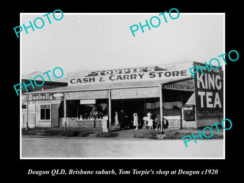 OLD LARGE HISTORIC PHOTO OF DEAGON BRISBANE QLD, TORPIES GENERAL STORE c1920