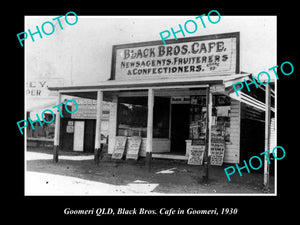 OLD LARGE HISTORIC PHOTO OF GOOMERI QLD, VIEW OF THE BLACK BROTHERS CAFE c1930
