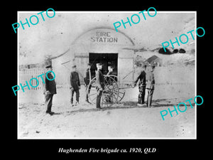 OLD LARGE HISTORIC PHOTO OF HUGHENDEN QLD, THE FIRE BRIGADE & STATION c1920