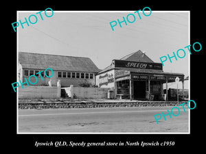 OLD LARGE HISTORIC PHOTO OF IPSWICH QLD, SPEEDY GENERAL STORE Nth IPSWICH c1950