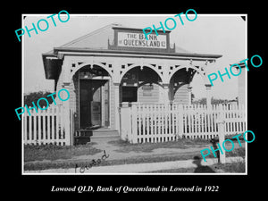 OLD LARGE HISTORIC PHOTO OF LOWOOD QLD, THE BANK OF QUEENSLAND BUILDING c1922