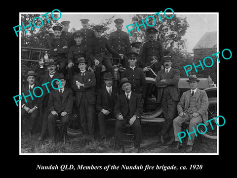 OLD LARGE HISTORIC PHOTO OF NUNDAH QLD, MEMBERS OF THE NUNDAH FIRE BRIGADE c1920