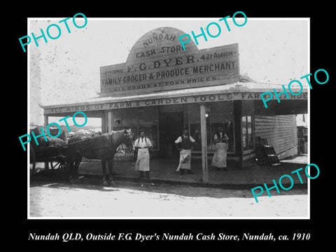 OLD LARGE HISTORIC PHOTO OF NUNDAH QLD, VIEW OF DYERS GENERAL STORE c1910