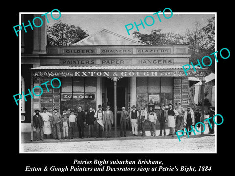 OLD LARGE HISTORIC PHOTO OF PETRIES BIGHT PAINT SHOP, c1884 BRISBANE QLD