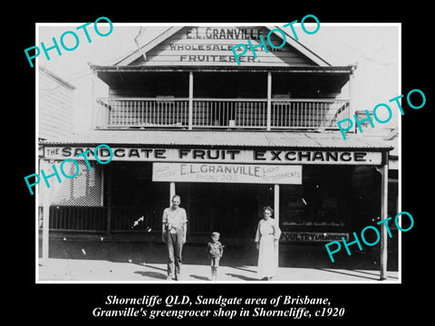 OLD LARGE HISTORIC PHOTO OF SHORNCLIFFE, SANDGATE FRUIT SHOP BRISBANE c1920 QLD