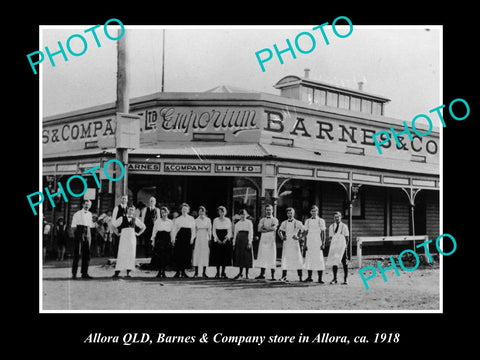 OLD LARGE HISTORIC PHOTO OF ALLORA QLD, BARNES & Co EMPORIUM STORE c1918