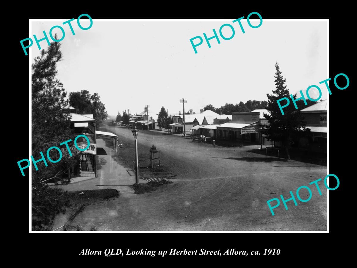 OLD LARGE HISTORIC PHOTO OF ALLORA QLD, VIEW OF HERBERT STREET c1910