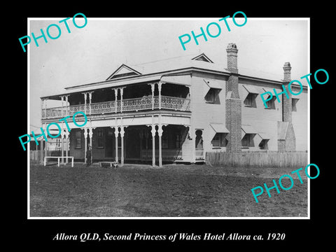 OLD LARGE HISTORIC PHOTO OF ALLORA QLD, THE PRINCESS OF WALES HOTEL c1920