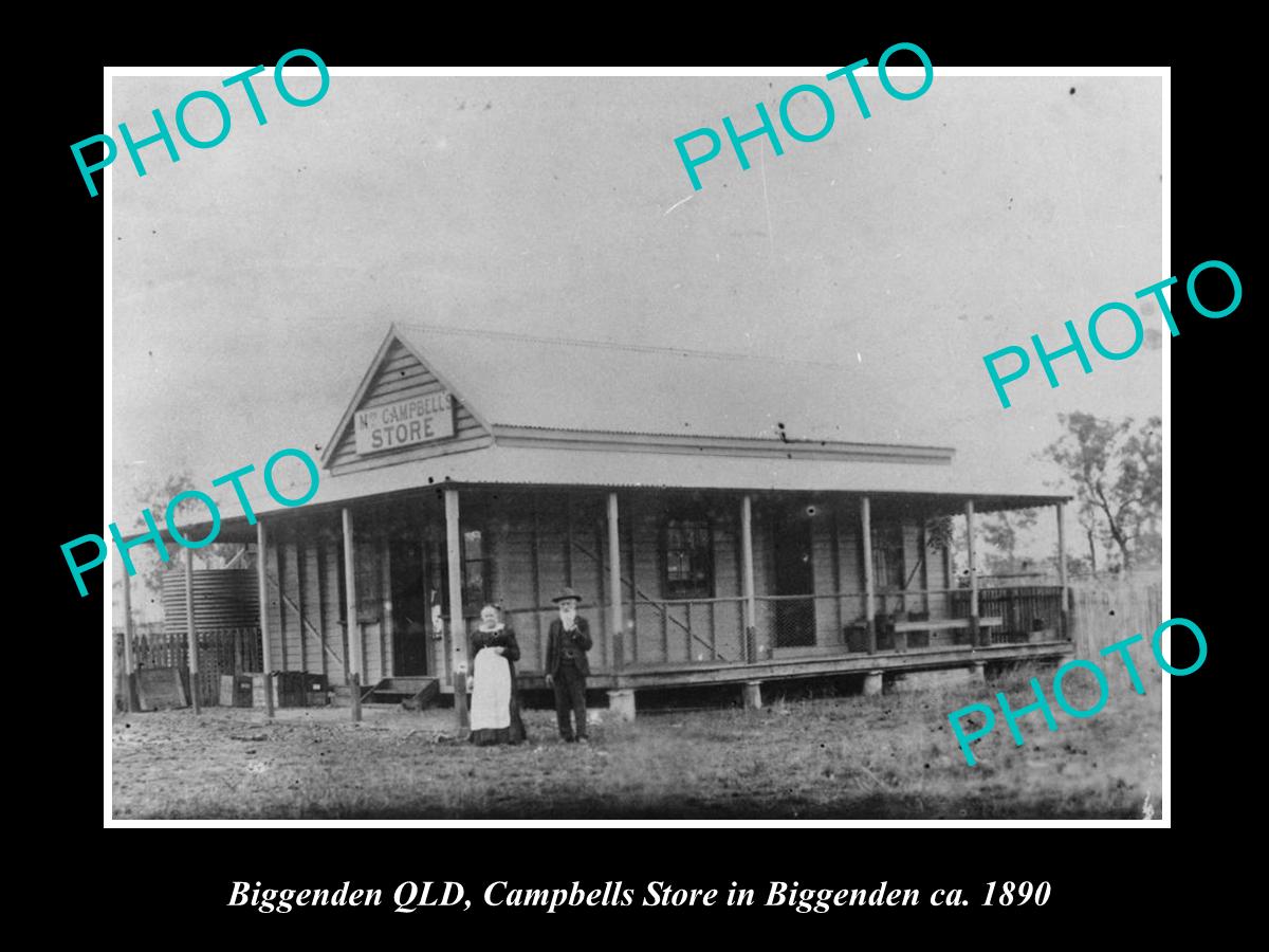 OLD LARGE HISTORIC PHOTO OF BIGGENDEN QLD, CAMPBELLS GENERAL STORE c1890