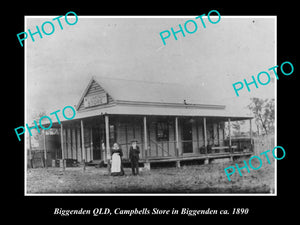 OLD LARGE HISTORIC PHOTO OF BIGGENDEN QLD, CAMPBELLS GENERAL STORE c1890