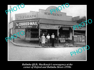 OLD LARGE HISTORIC PHOTO OF BULIMBA QLD, VIEW OF McKENZIES NEWSAGENCY SHOP c1950