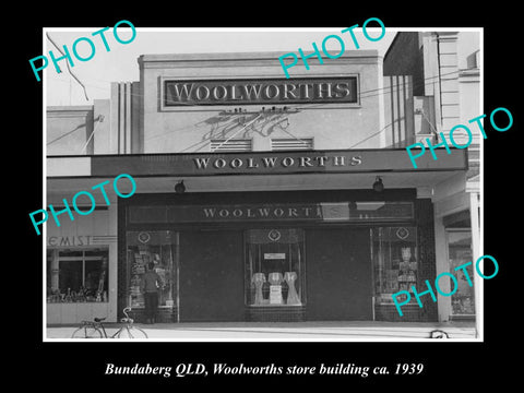 OLD LARGE HISTORIC PHOTO OF BUNDABERG QLD VIEW OF WOOLWORTHS STORE BUILDING 1939