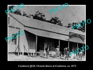 OLD LARGE HISTORIC PHOTO OF COOKTOWN QLD, VIEW OF THE VICTORIA STORES c1872