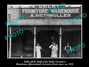 OLD LARGE HISTORIC PHOTO OF DALBY QLD, VIEW OF THE FURNITURE WAREHOUSE SHOP 1918