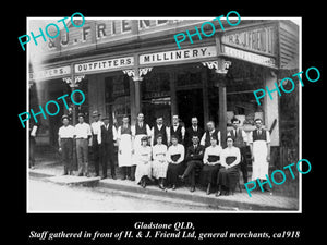 OLD LARGE HISTORIC PHOTO OF GLADSTONE QLD, VIEW OF FRIENDS GENRAL STORE 1918