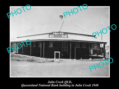 OLD LARGE HISTORIC PHOTO OF JULIA CREEK QLD, QUEENSLAND NATIONAL BANK c1940