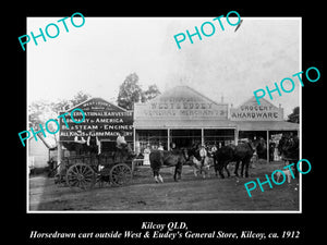 OLD LARGE HISTORIC PHOTO OF KILCOY QLD, VIEW OF EUDEY's GENERAL STORE 1912