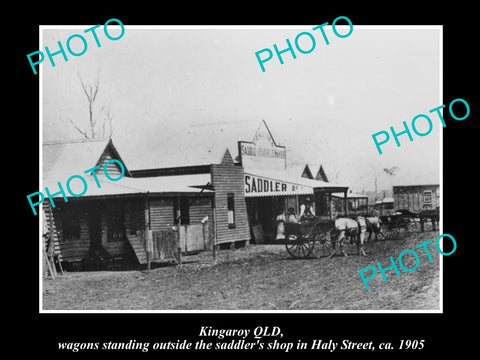 OLD LARGE HISTORIC PHOTO OF KINGAROY QLD, VIEW OF SADDLERS SHOP ON HALY St c1905