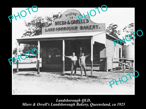 OLD LARGE HISTORIC PHOTO OF LANDSBOROUGH QLD, MIERS & ORRELLS BAKERY c1925