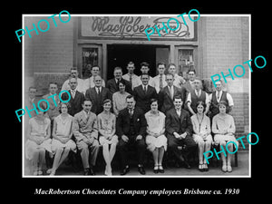 OLD LARGE HISTORIC PHOTO OF BRISBANE QLD, MacROBERTSON CHOCOLATES EMPLOYEES 1930