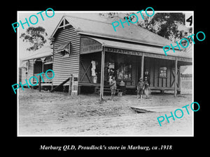 OLD LARGE HISTORIC PHOTO OF MARBURG QLD, VIEW OF PROUDLOCKS DRAPERY STORE c1918