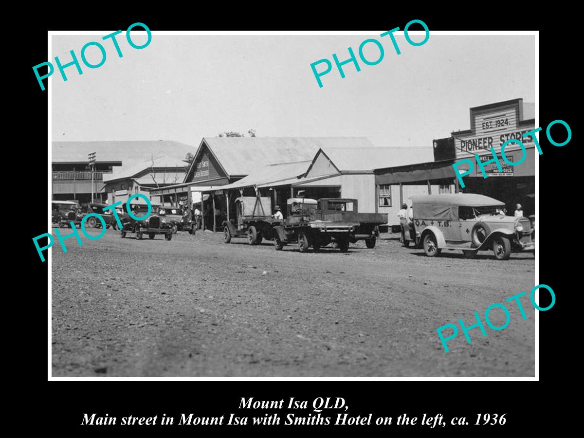 OLD LARGE HISTORIC PHOTO OF MOUNT ISA QLD, VIEW OF THE MAIN STREET c1930s