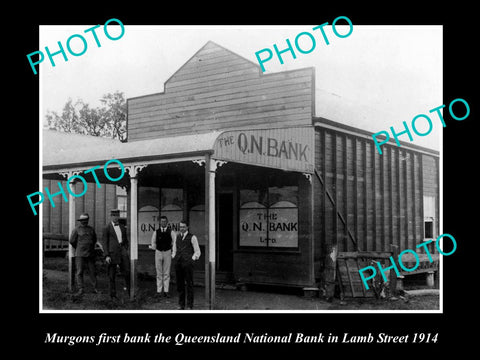 OLD LARGE HISTORIC PHOTO OF MURGON QLD, QUEENSLAND NATIONAL BANK BUILDING 1914