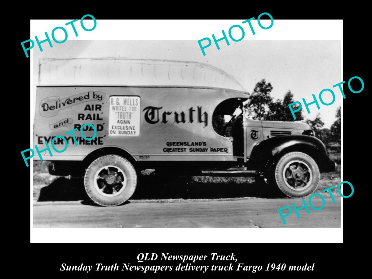 OLD LARGE HISTORIC PHOTO OF THE TRUTH NEWSPAPER TRUCK IN BRISBANE QLD c1930s 1