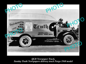 OLD LARGE HISTORIC PHOTO OF THE TRUTH NEWSPAPER TRUCK IN BRISBANE QLD c1930s 1