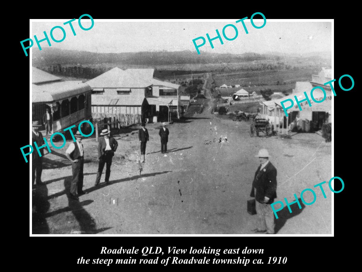 OLD LARGE HISTORIC PHOTO OF ROADVALE QLD, VIEW OF THE MAIN STREET c1910