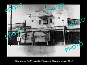 OLD LARGE HISTORIC PHOTO OF STANTHORPE QLD, VIEW OF THE ARCADIA THEATRE c1930s