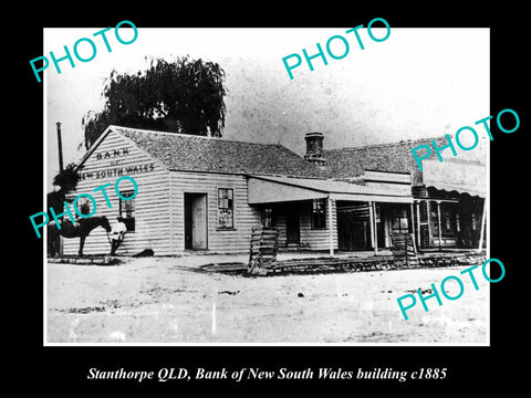 OLD LARGE HISTORIC PHOTO OF STANTHORPE QLD, BANK OF NSW BUILDING c1885